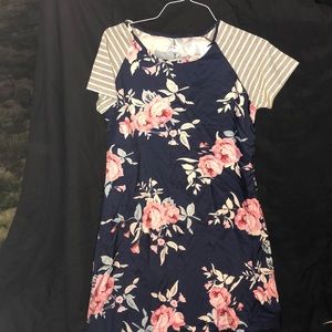 Navy Floral Swing Dress size Large